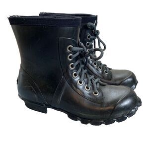 Bogs Bailey Lace Up Rain Boots Size 6 Black